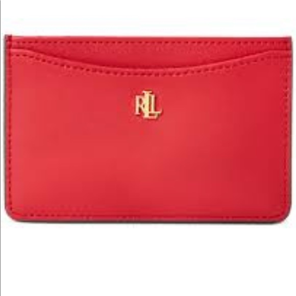Ralph Lauren Card Case Genuine Leather in Fall Red NWT Unisex - Picture 1 of 7
